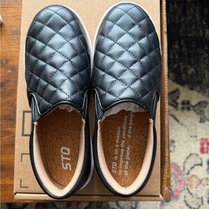 Kids Quilted Black Slip-On Shoes